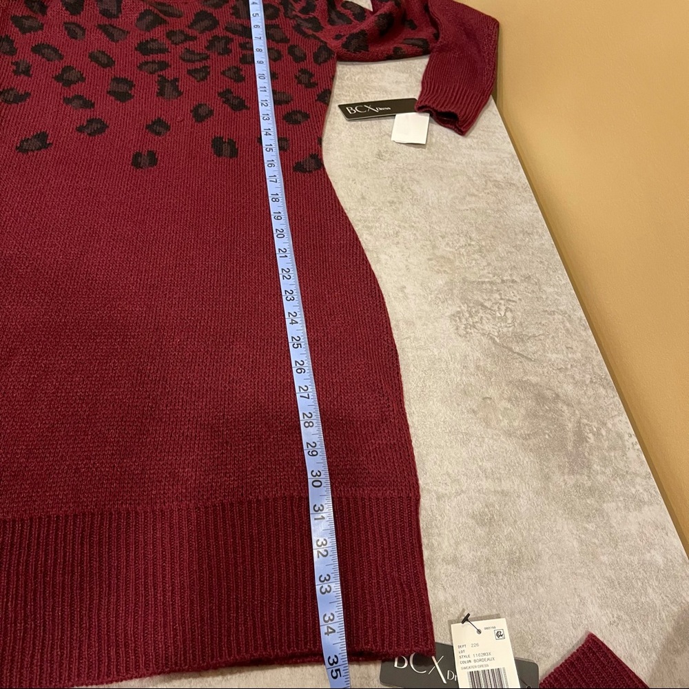 BCX Womens Burgundy Printed Long Sleeve - Picture 6 of 6